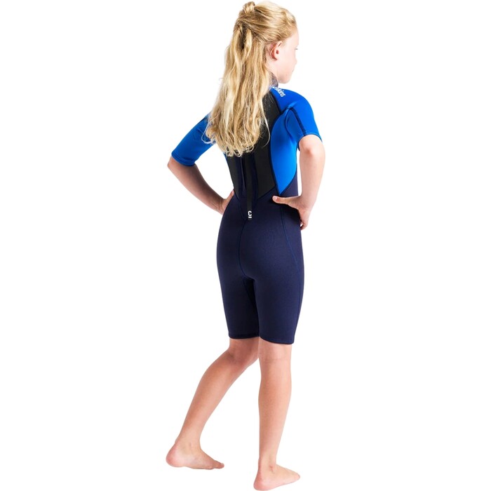 2024 C-Skins Junior Element 3/2mm Back Zip Shorty Wetsuit C-EL32SHJ - Slate / Cyan / Multi